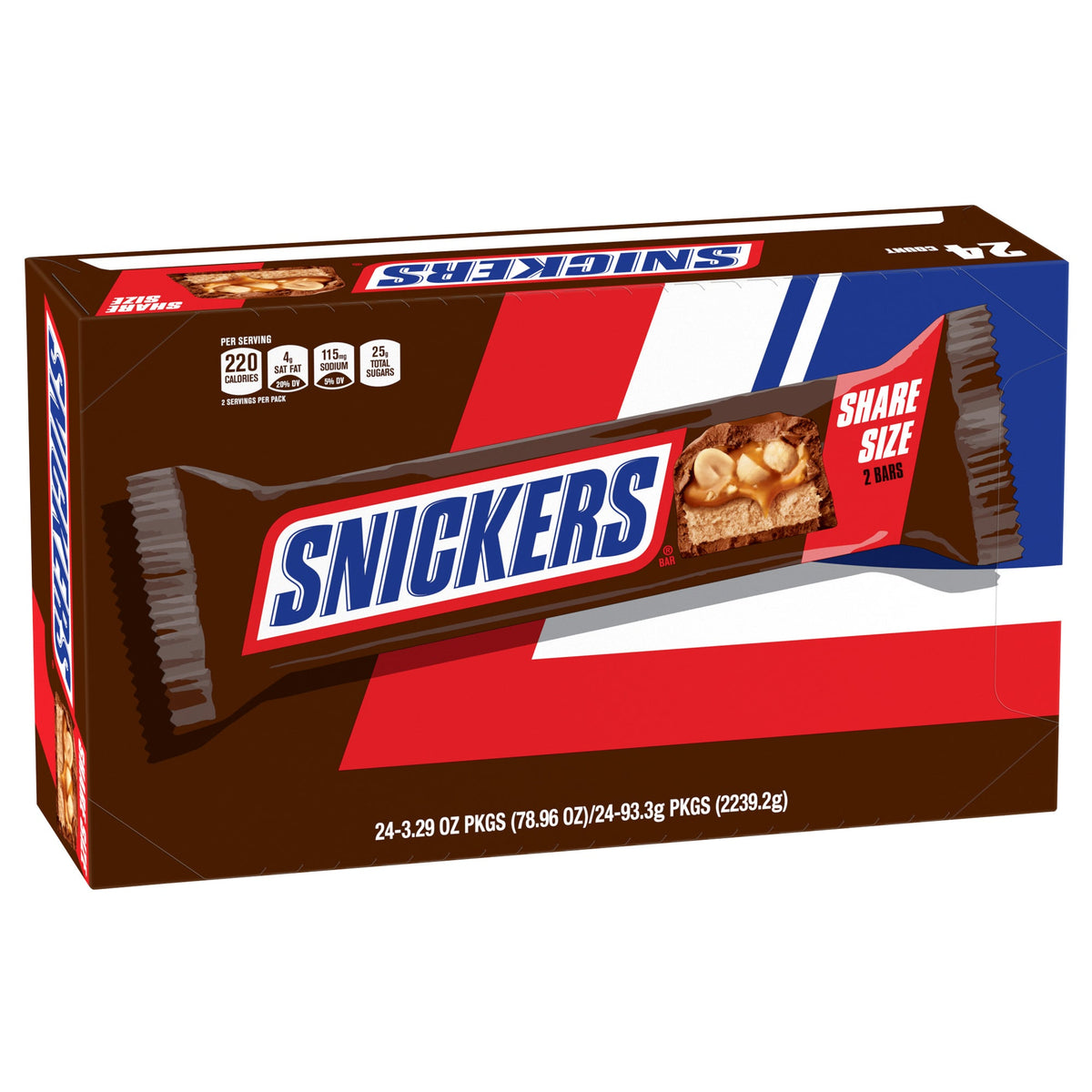 미국직구 스니커즈 Chocolate Candy Bar, Share Size, 3.29 oz, 24 ct