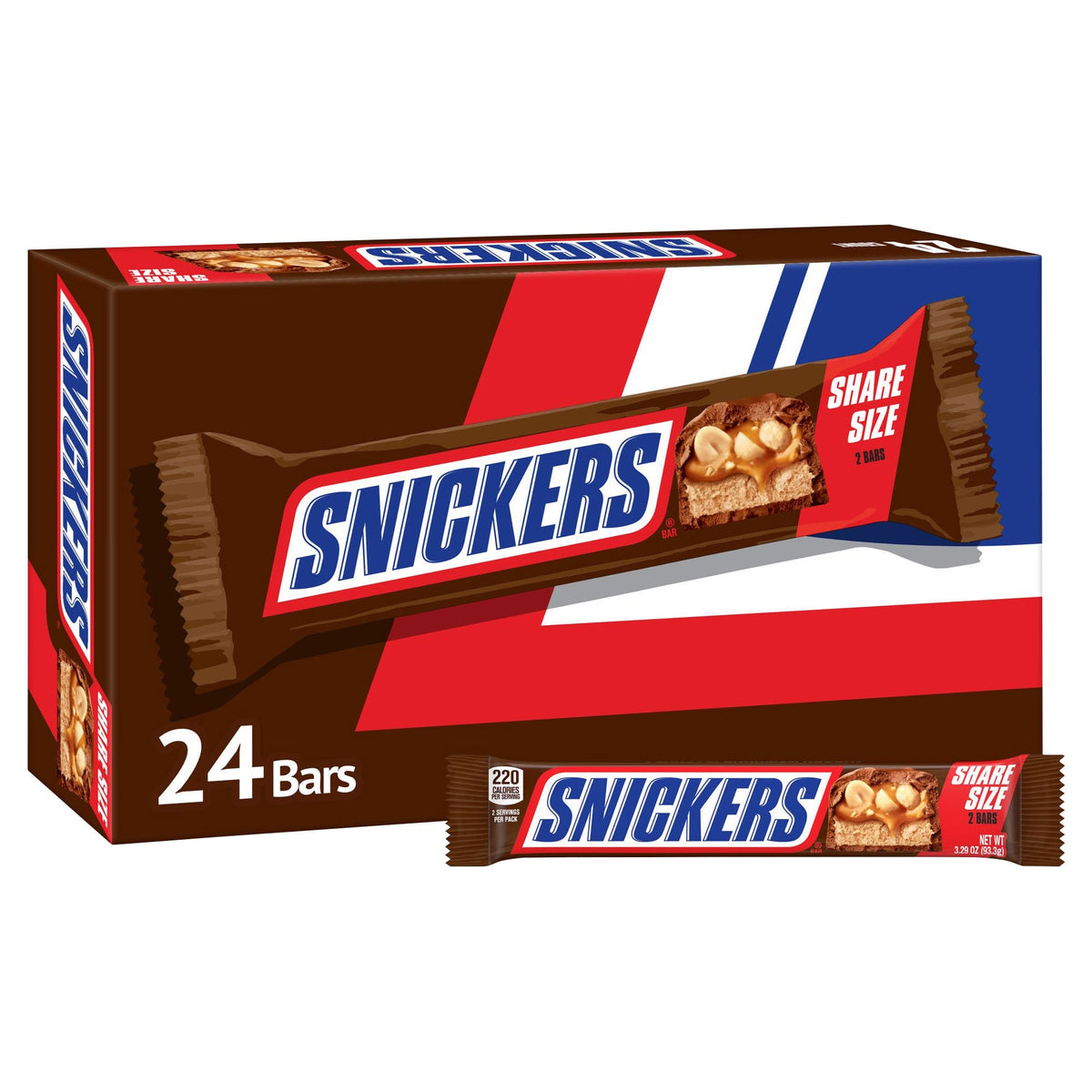 미국직구 스니커즈 Chocolate Candy Bar, Share Size, 3.29 oz, 24 ct