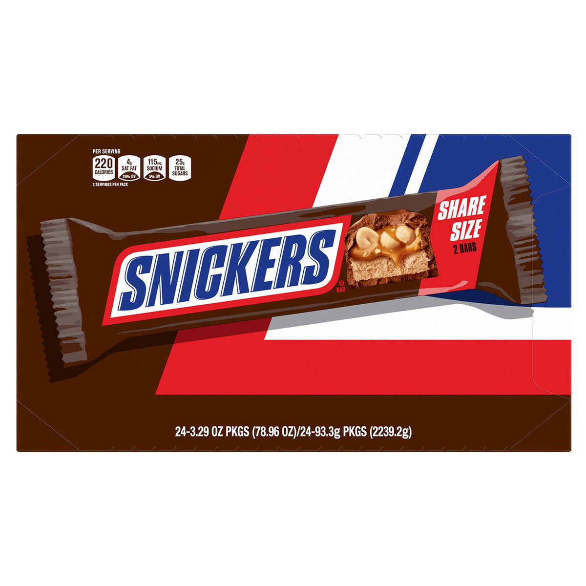 미국직구 스니커즈 Chocolate Candy Bar, Share Size, 3.29 oz, 24 ct