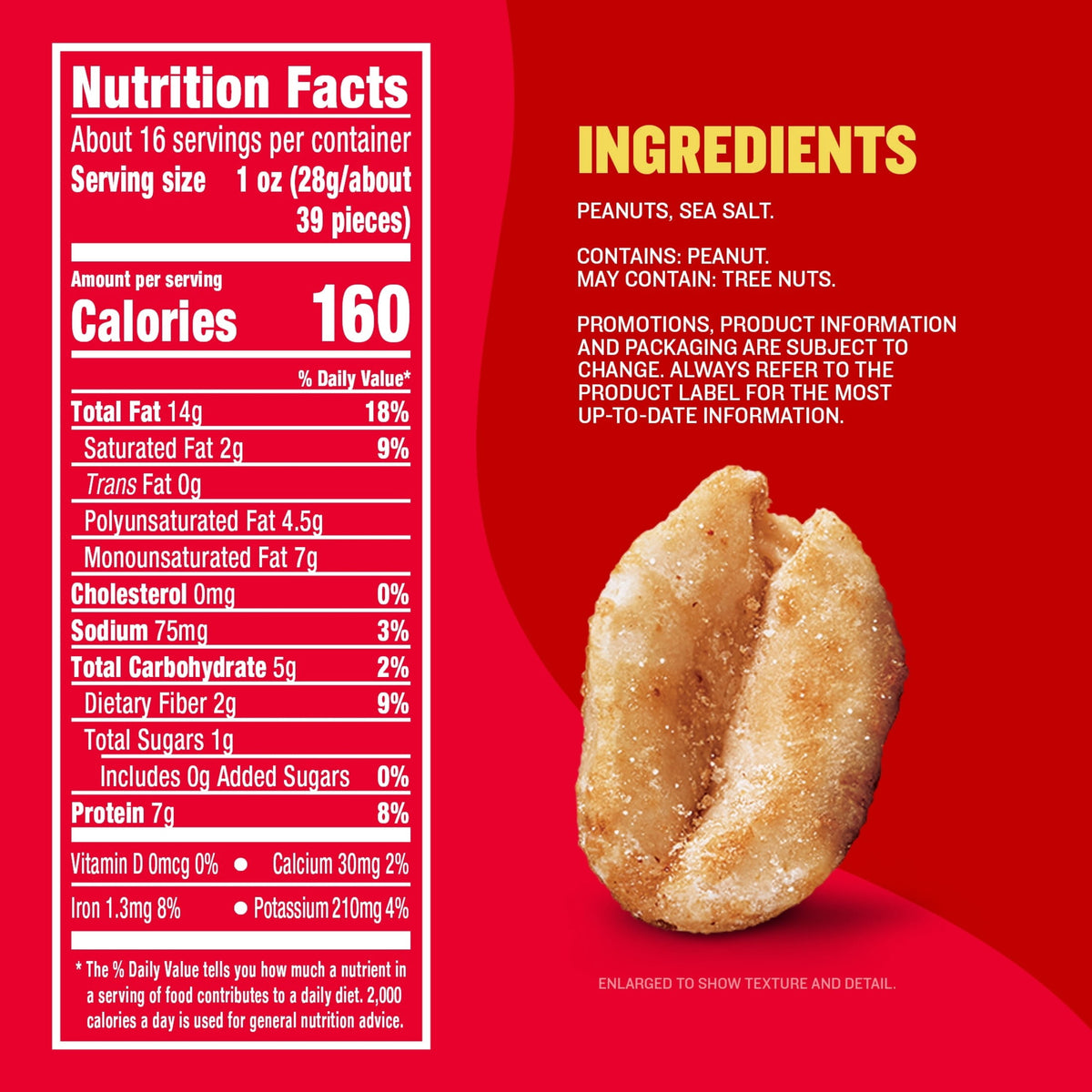 미국직구 플랜터스 Lightly Salted Dry Roasted Peanuts, 7g Protein (8% DV) per serving, Plant Based Protein Snacks for Adults, 16 oz Resealable Jar