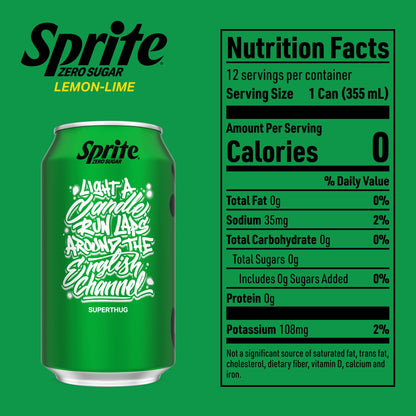 미국직구 스프라이트 Zero Sugar Lemon-Lime Caffeine Free Soda Pop Fridge Pack Cans, 12 fl oz, 12 Pack