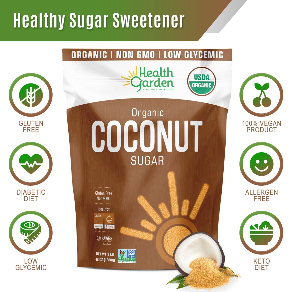 미국직구 Health Garden 견과 / Health Garden Organic Coconut Sugar, 3 lbs. 3
