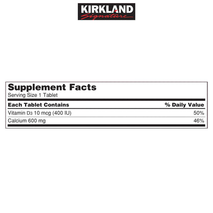 미국직구 커클랜드 비타민D Kirkland Signature Calcium 600 mg. with Vitamin D3, 500 Tablets