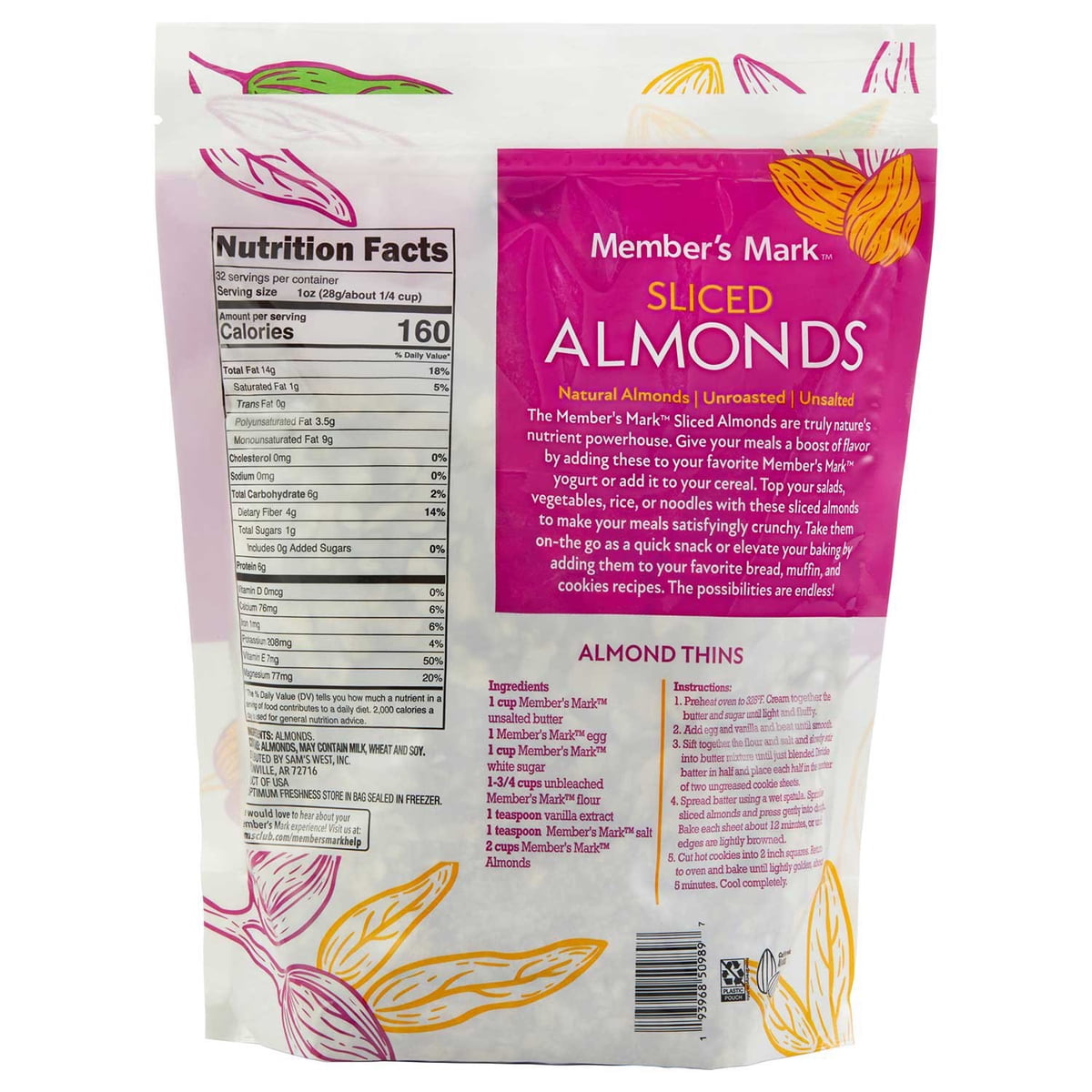 미국직구 멤버스마크 견과 907g / Member's Mark Sliced Almonds, 907g 6