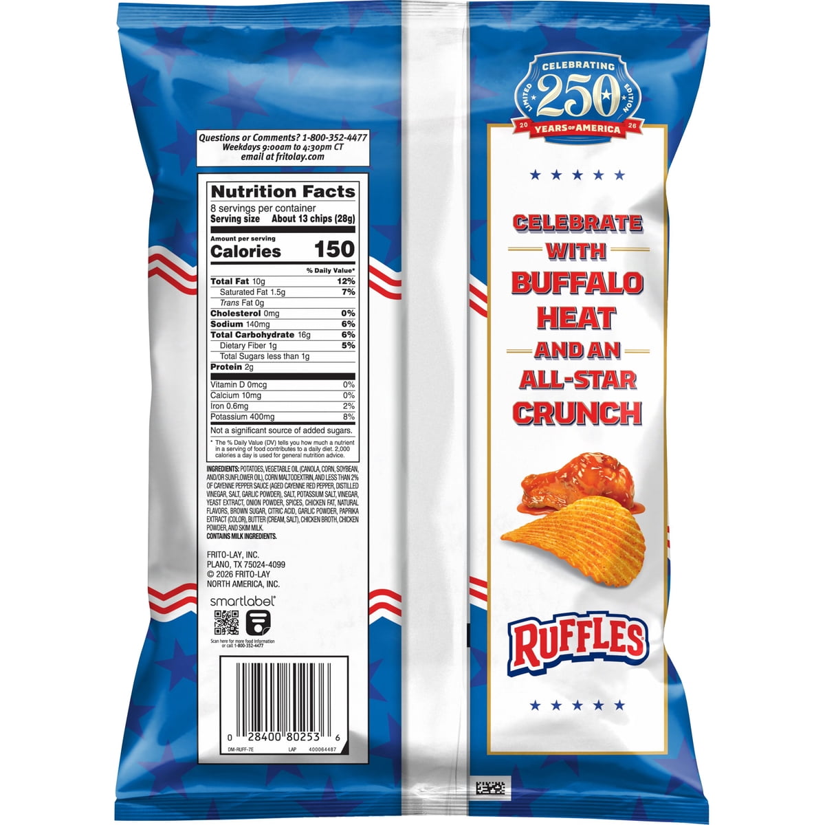 미국직구 Ruffles Potato Chips 2팩 / Ruffles Potato Chips Buffalo Wings, 8 ounce, 2 Pack Bundle 2