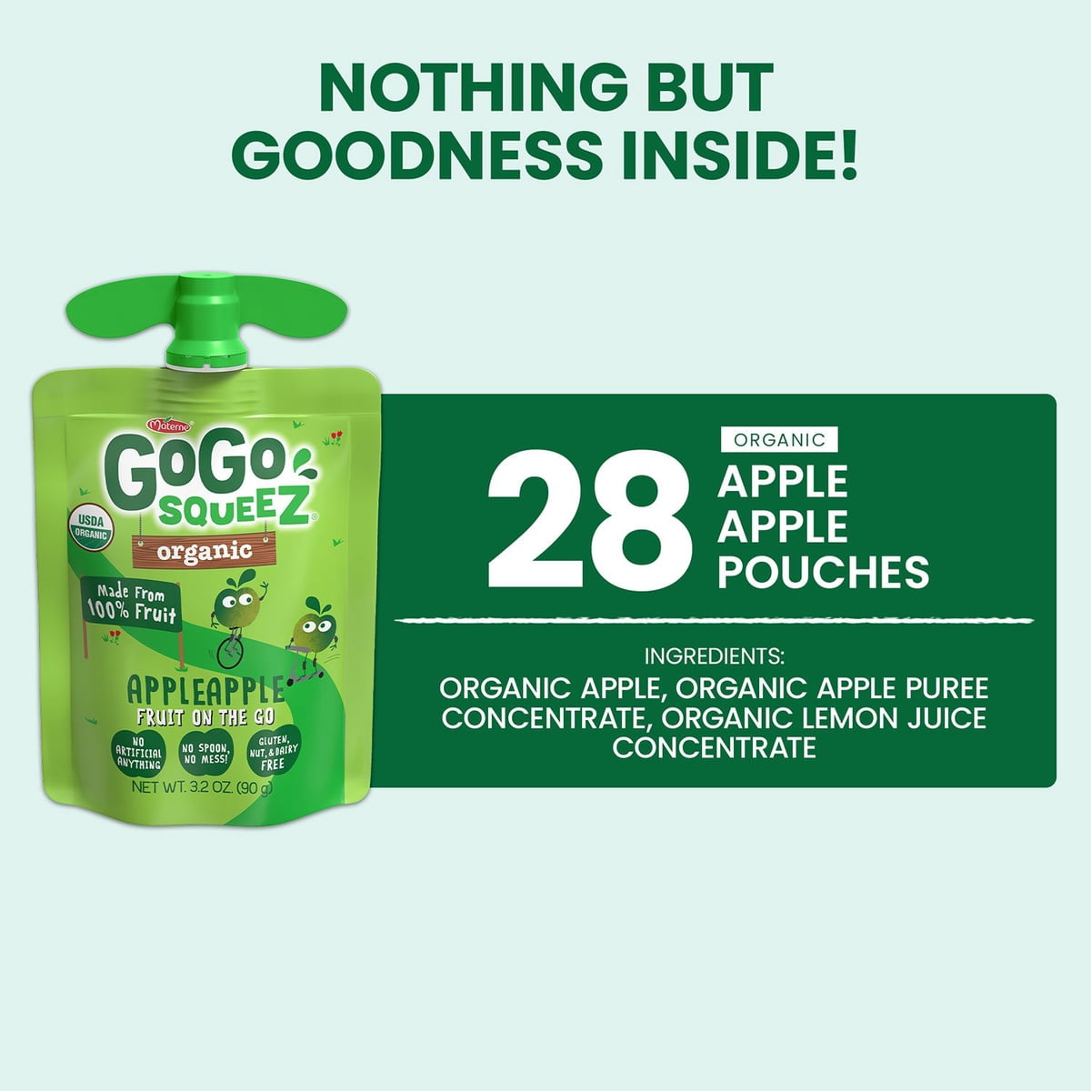 미국직구 GoGo SqueeZ 91g 28팩 / GoGo SqueeZ Organic Applesauce Pouches, Apple Apple, 91g, 28 ct 3