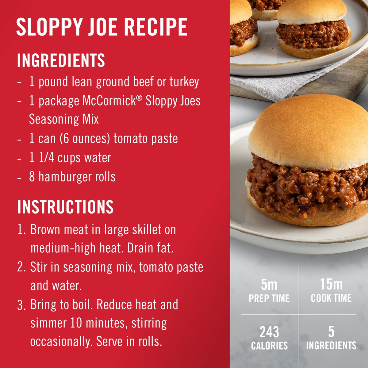 미국직구 맥코믹 Sloppy Joes Seasoning Mix, 1.31 oz Packet