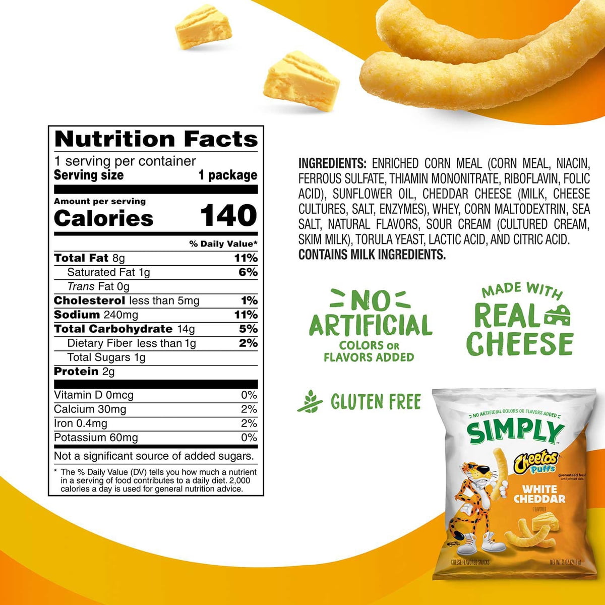 미국직구 Simply Cheetos 25g / Simply Cheetos White Cheddar Puffs, 25g, 30 pk. 2