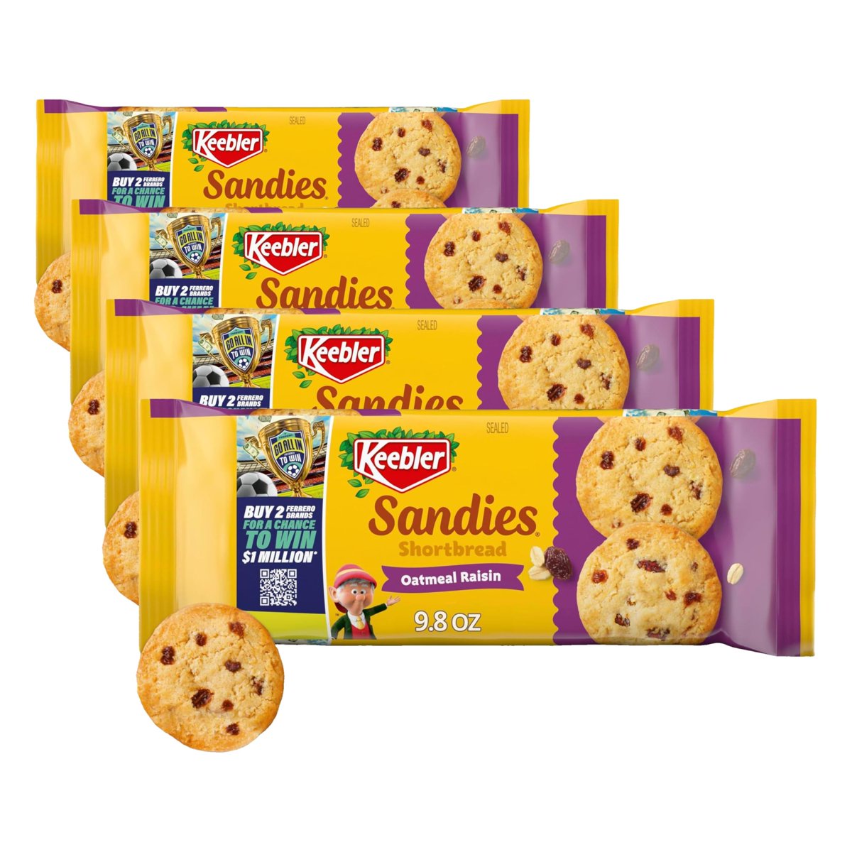 미국직구 3x Keebler Sandies 과자 278g 4팩 / 3x | Keebler Sandies Shortbread Oatmeal Raisin Cookie 2