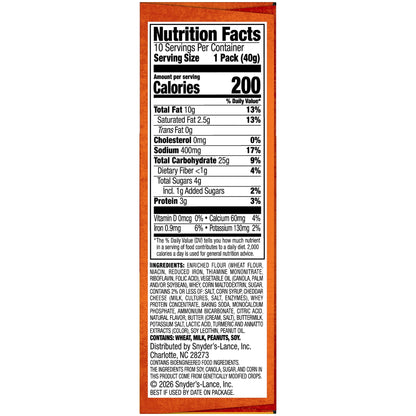 미국직구 랜스 ToastChee Cheddar Sandwich Crackers Snack Packs, 10 Count 1.41 oz