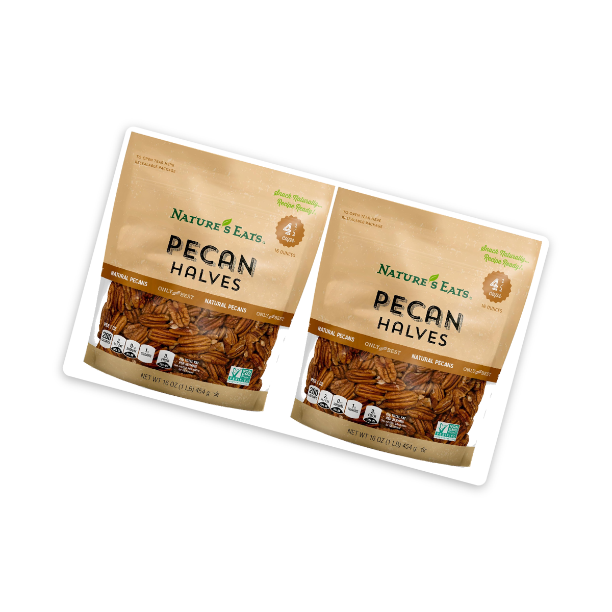 미국직구 3 Pack Nature's 견과 454g 3팩 / 3 Pack | Nature's Eats Halves, Pecan, 2 Bags x 454g Each 2