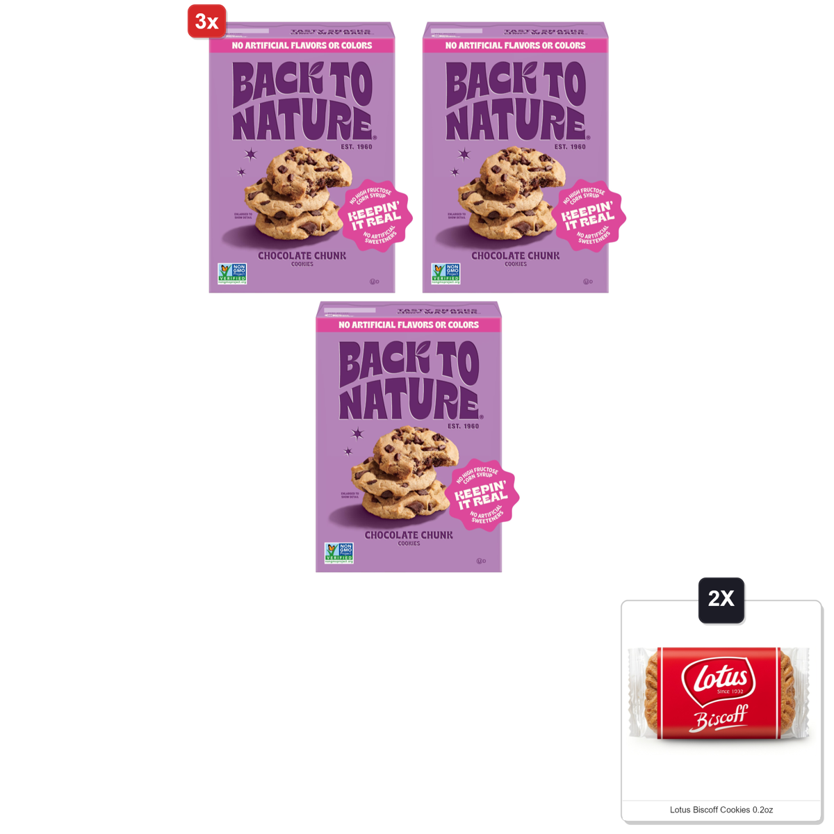 미국직구 3x Back To 초콜릿 6팩 / 3x | Back To Nature - Chocolate Chunk Cookies - Made With Seriously Ta 1