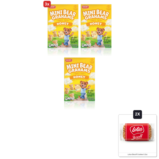 미국직구 3x BentonS Mini 과자 6g / 3x | BentonS Mini Cookie Snack Packs (1 Box, Honey Bear Grahams) & 2x 1