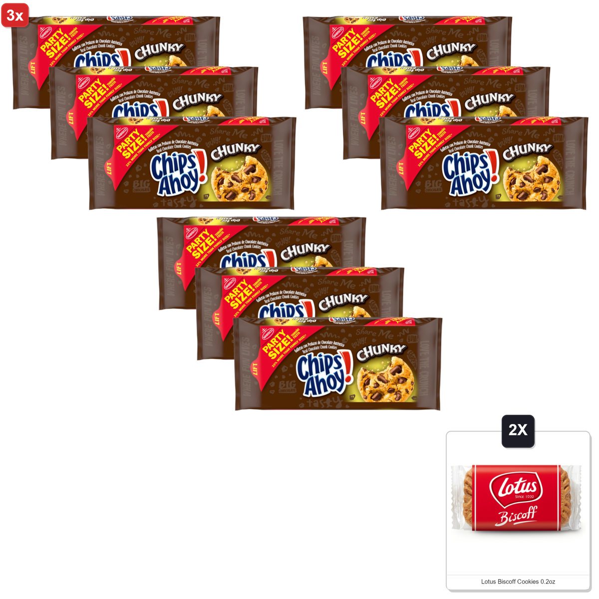 미국직구 3x Chips Ahoy 초콜릿 702g 3팩 / 3x | Chips Ahoy! Chunky Chocolate Chunk Cookies, Party Size, 702g ( 1