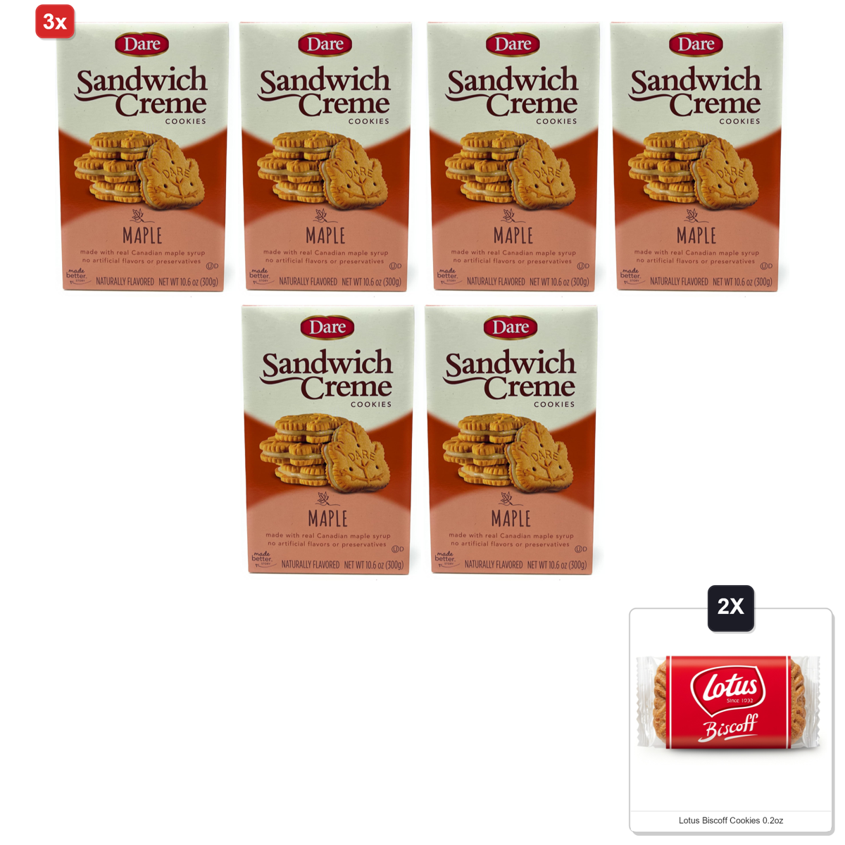 미국직구 3x Dare 과자 301g 2팩 / 3x | Dare Cookies, Maple Leaf Creme, 301g (Pack Of 2) & 2x Lotus Bisco 1
