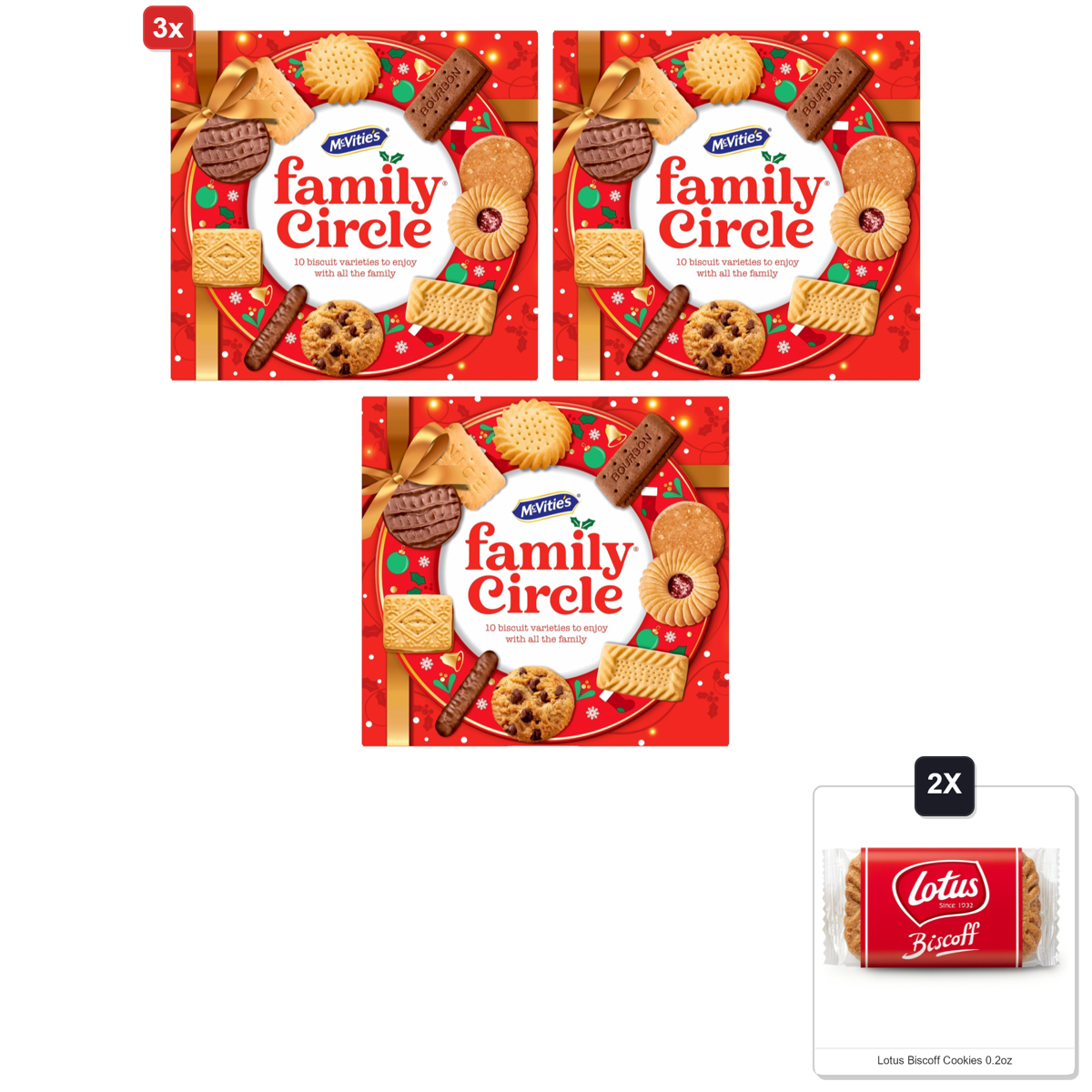 미국직구 3x Mcvities Family 과자 6g / 3x | Mcvities Family Circle - 400G (1 Pack) & 2x Lotus Biscoff Cooki 1