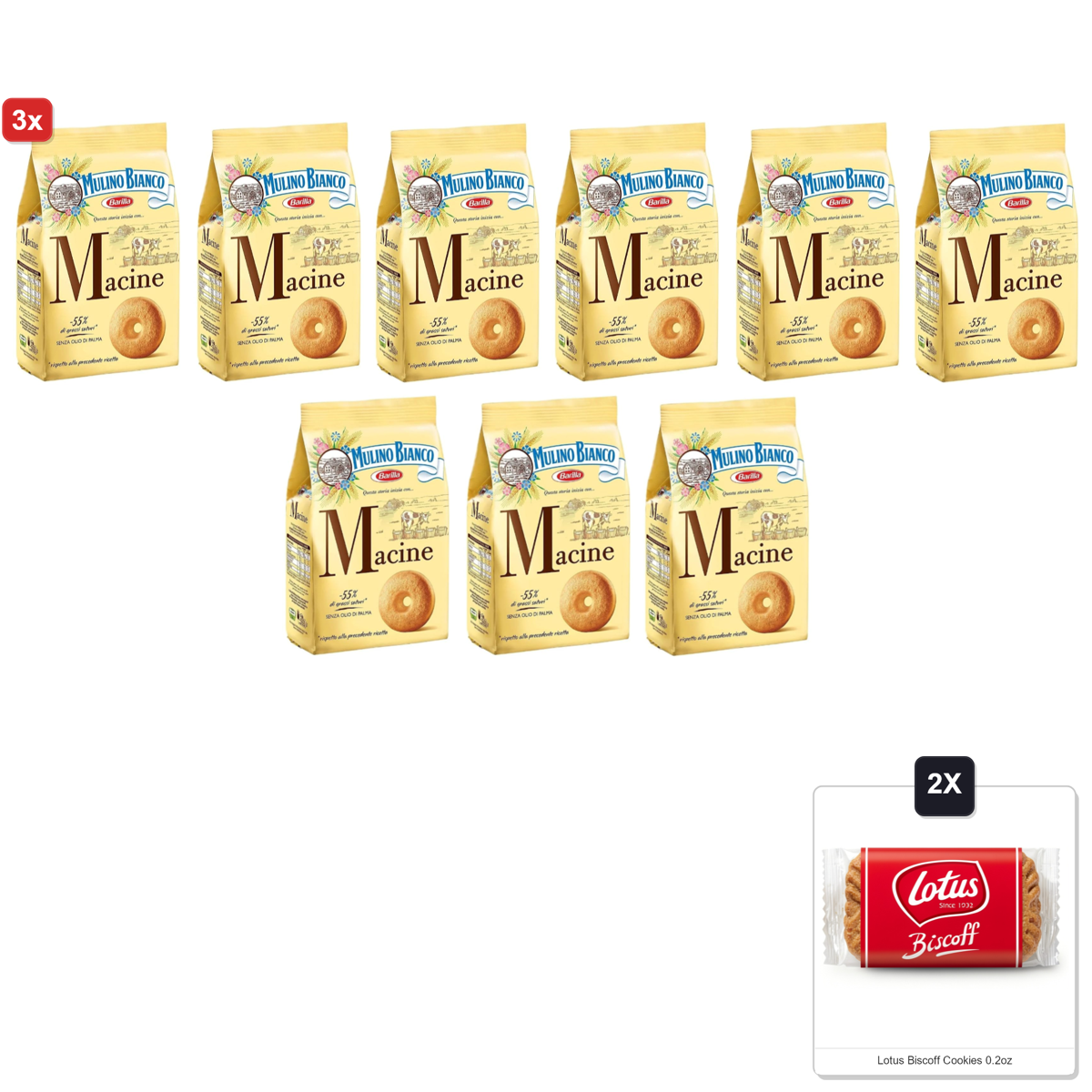 미국직구 3x Mulino Bianco 과자 349g 3팩 / 3x | Mulino Bianco: "Macine" Shortbread Cookies Cream - 349g (350 1
