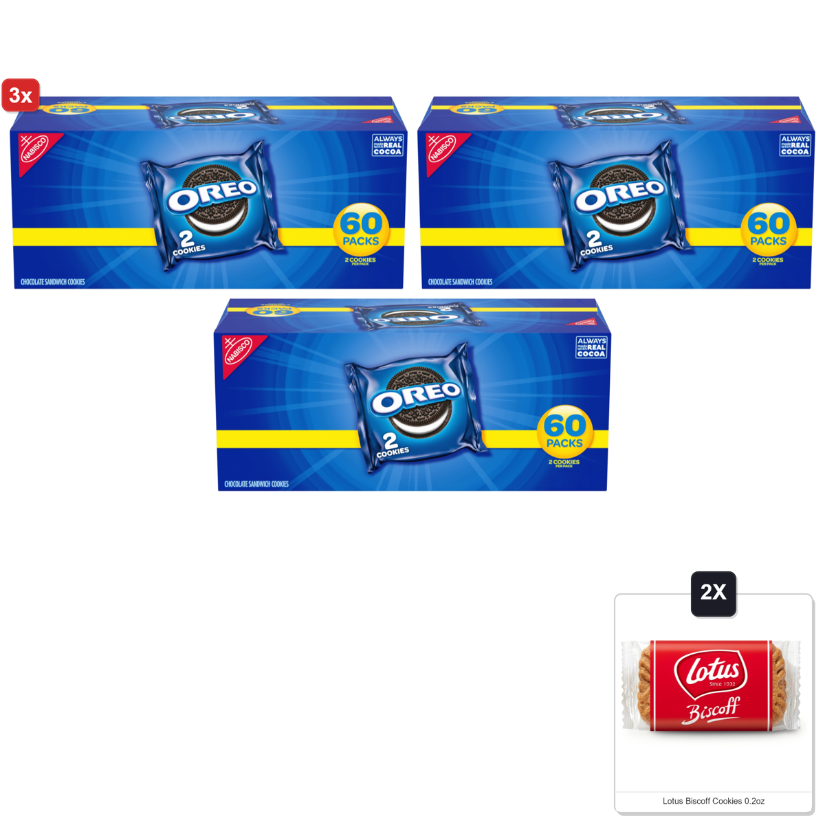 미국직구 3x Oreo 초콜릿 6g / 3x | Oreo Chocolate Sandwich Cookies, 60 Snack Packs (2 Cookies Per Pa 1
