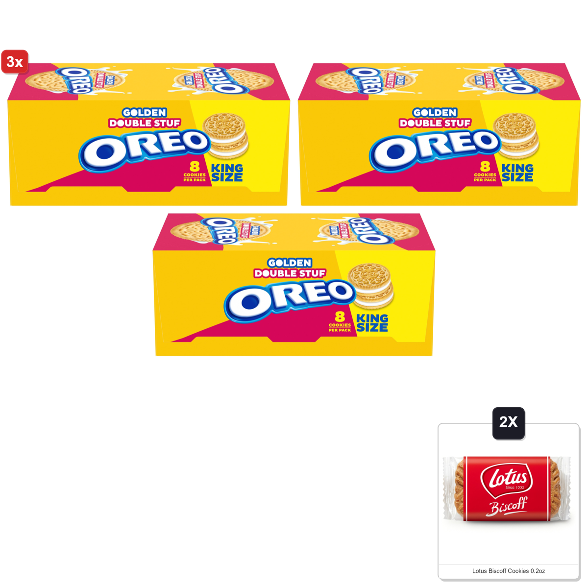 미국직구 3x Oreo Double 과자 6g / 3x | Oreo Double Stuf Golden Sandwich Cookies, King Size, 10 Snack Pac 1