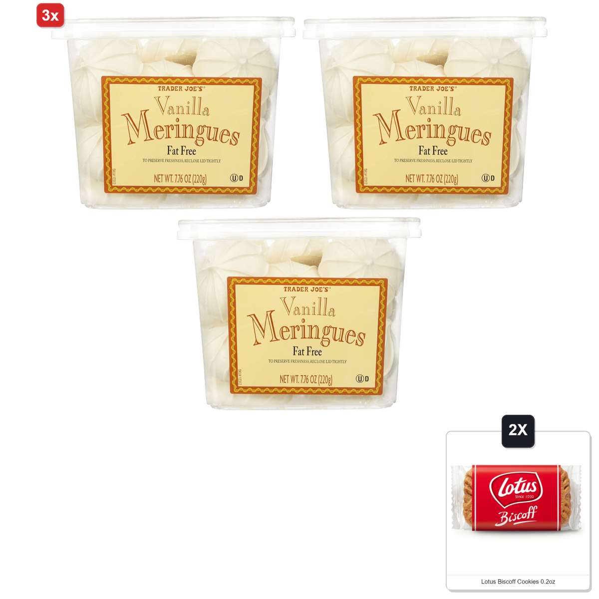 미국직구 트레이더조 과자 6g 2팩 / 3x | Trader Joes Vanilla Meringues Cookies - Pack Of 2 & 2x Lotus Bisc 1