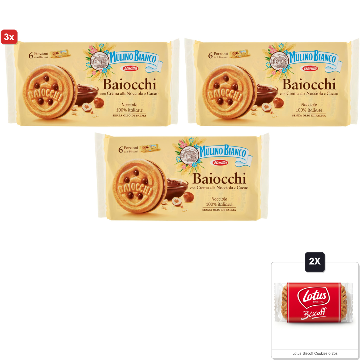 미국직구 3x Baiocchi 견과 335g / 3x | Baiocchi Cookies With Hazelnut And Cocoa Cream Snack Pack By Muli 1