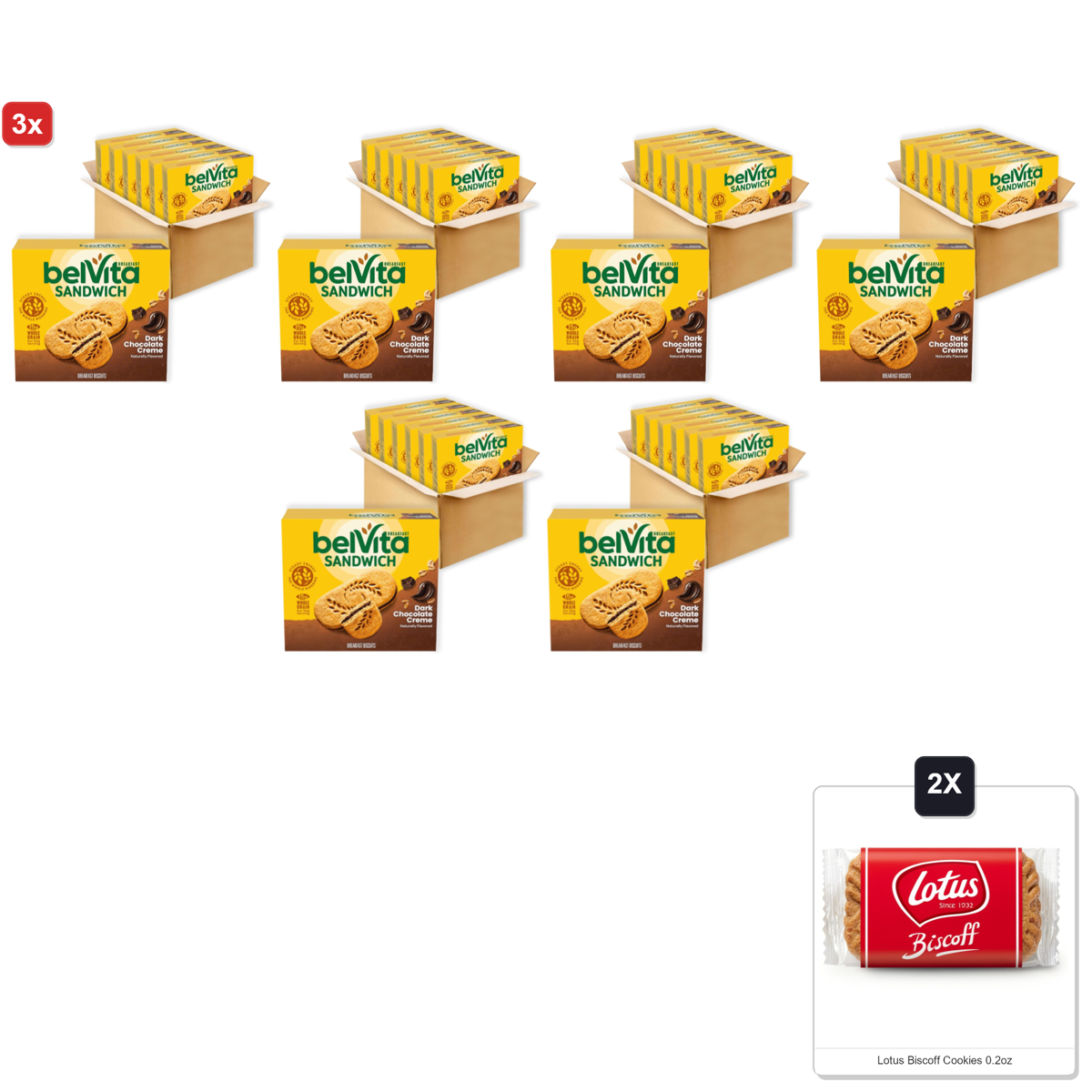 미국직구 3x Belvita Breakfast 초콜릿 6g 12팩 / 3x | Belvita Breakfast Bar Biscuit Sandwiches,Dark Chocolate  1