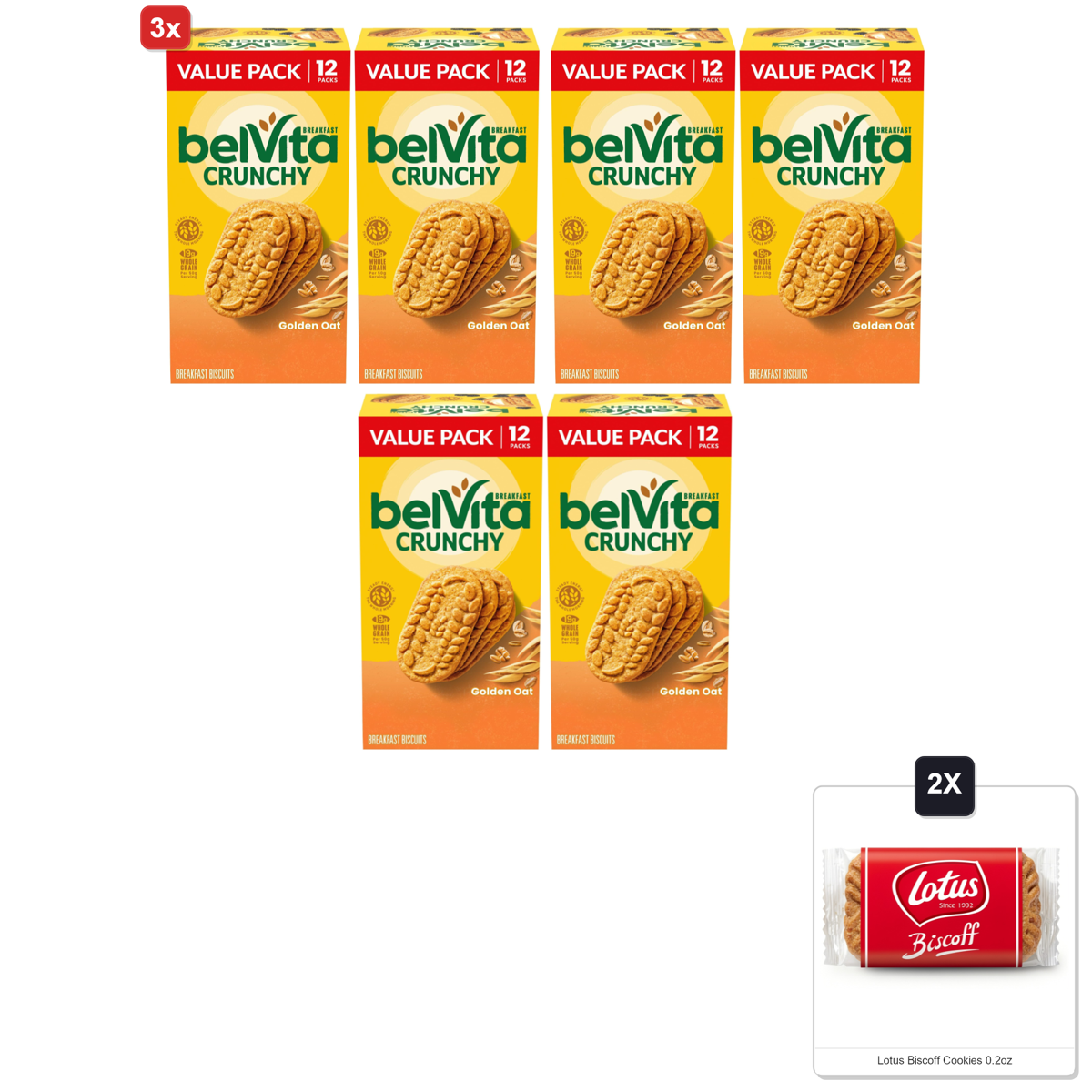미국직구 3x Belvita Golden 과자 6g / 3x | Belvita Golden Oat Breakfast Biscuits, Value Pack, 24 Packs (4 B 1