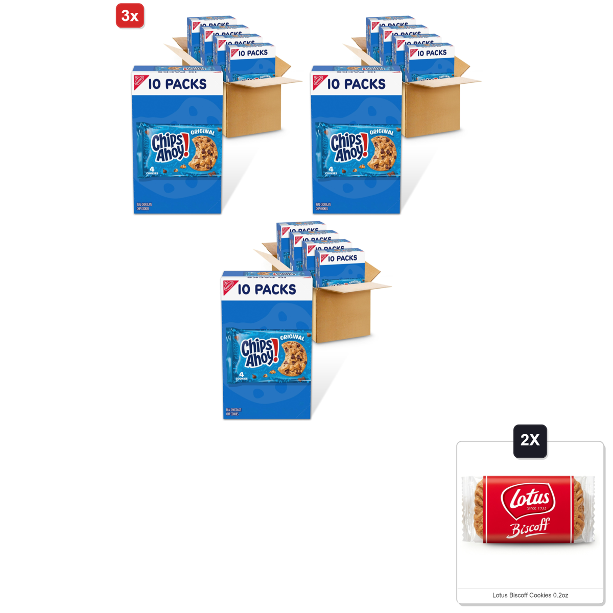 미국직구 3x Chips Ahoy 초콜릿 6g / 3x | Chips Ahoy! Original Chocolate Chip Cookies, 40 Snack Packs (4 Co 1