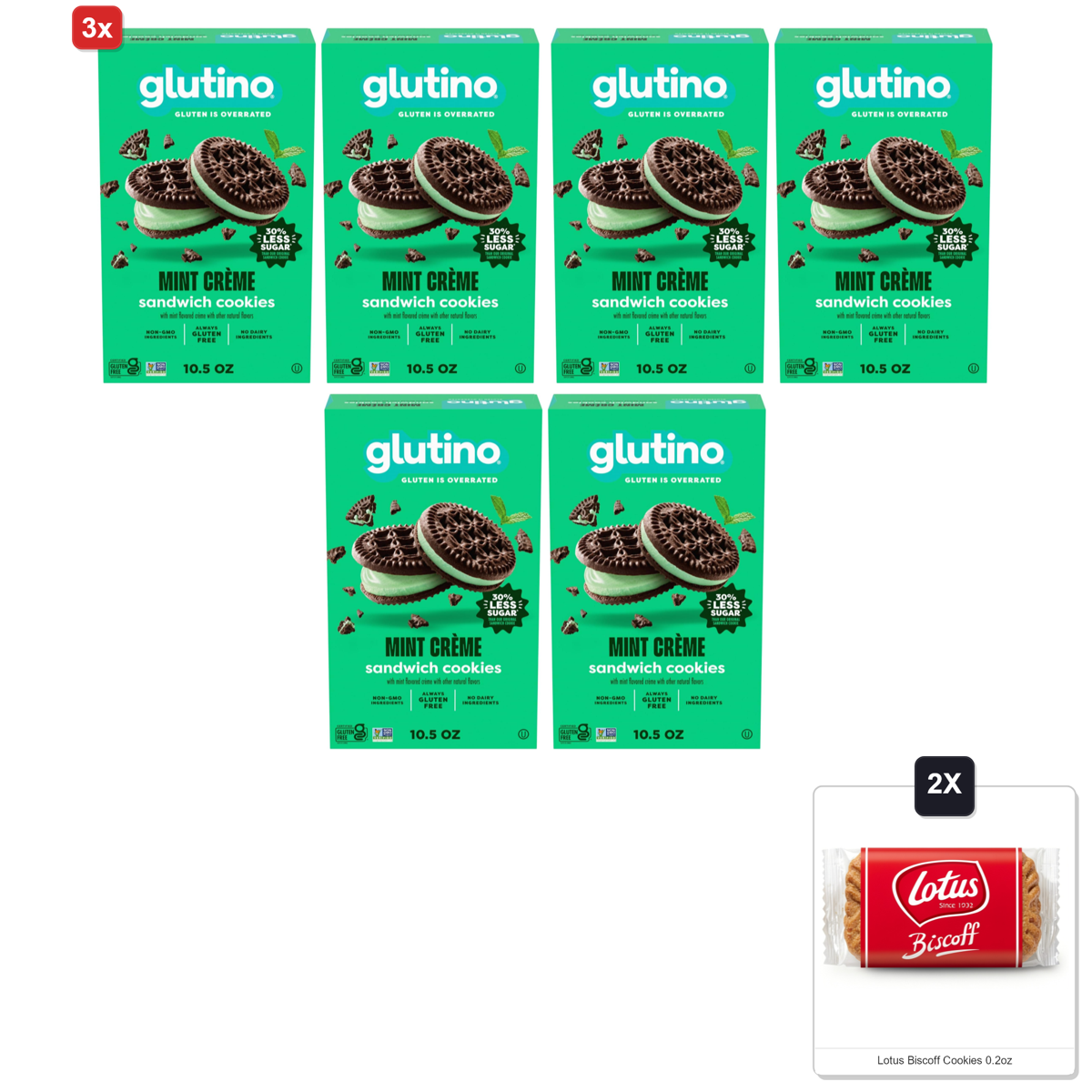 미국직구 3x Glutino Gluten 과자 298g 2팩 / 3x | Glutino Gluten Free Mint Flavored Sandwich Cookies, Gluten  1