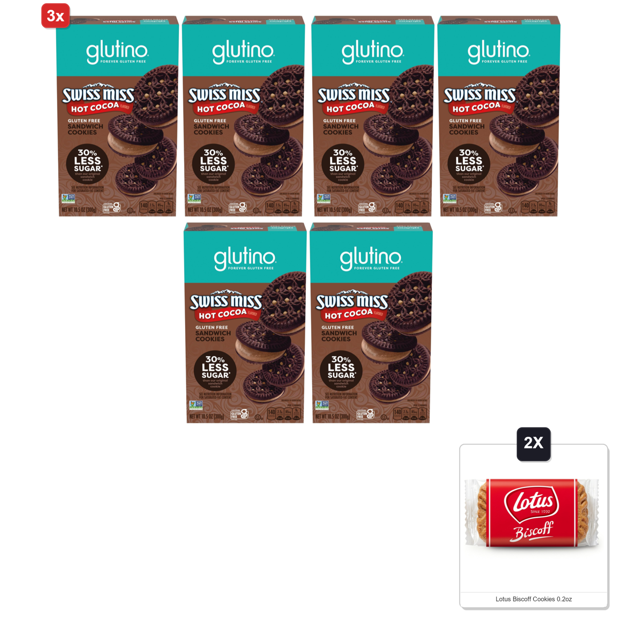 미국직구 3x Glutino Swiss 과자 298g 2팩 / 3x | Glutino Swiss Miss Gluten Free Hot Cocoa Flavored Sandwich C 1
