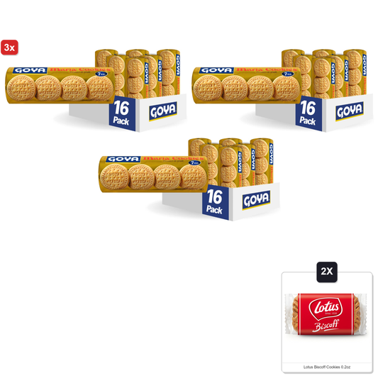 미국직구 3x Goya Foods 과자 6g 16팩 / 3x | Goya Foods Maria Cookies, 7 Ounce (Pack Of 16) & 2x Lotus Biscof 1