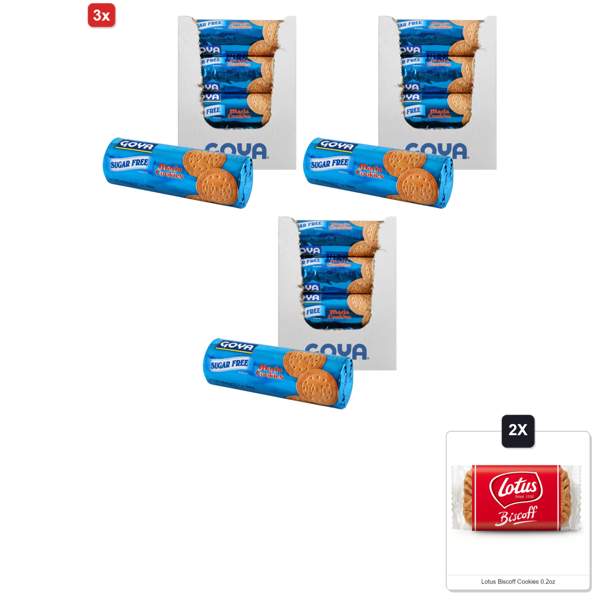 미국직구 3x Goya Foods 과자 6g 16팩 / 3x | Goya Foods Maria Cookies, Sugar Free, 7 Ounce (Pack Of 16) & 2x  1