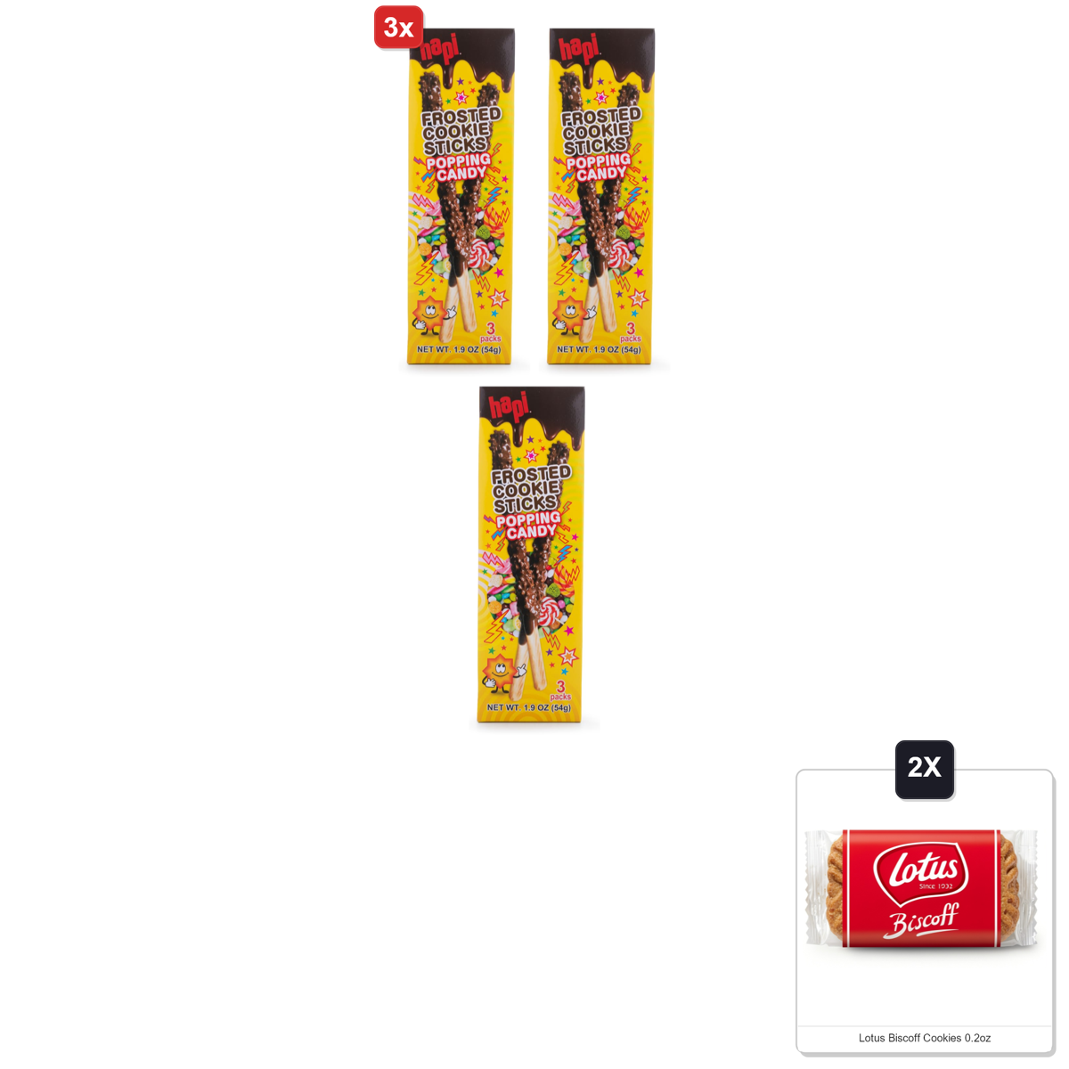 미국직구 3x Hapi Frosted 캔디 6g 8팩 / 3x | Hapi Frosted Cookie Sticks Popping Candy, 1.9 Ounces (Pack Of 8 1
