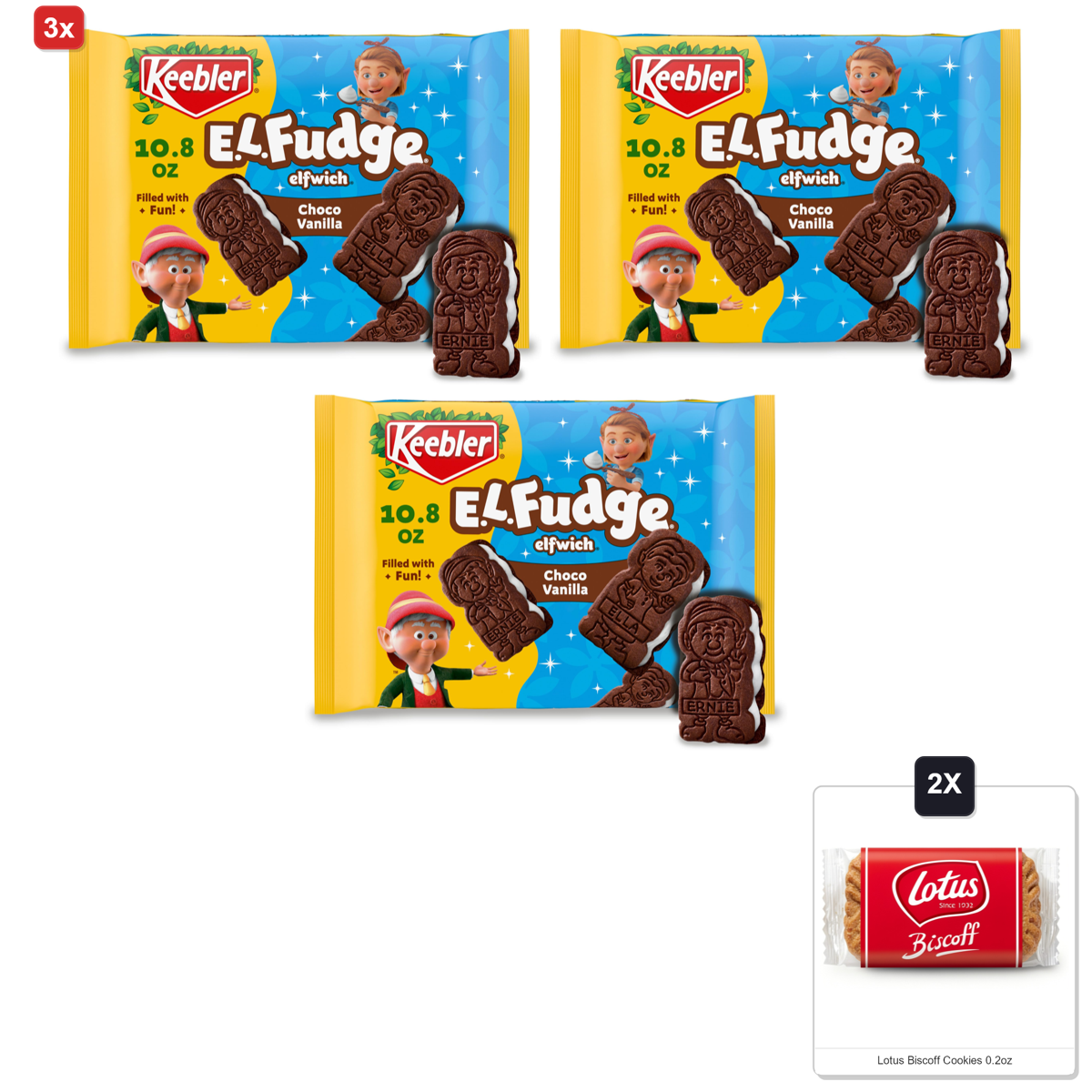 미국직구 3x Keebler E.L 초콜릿 306g / 3x | Keebler E.L. Fudge Elfwich Cookies, Chocolate-Y And Vanilla Flav 1