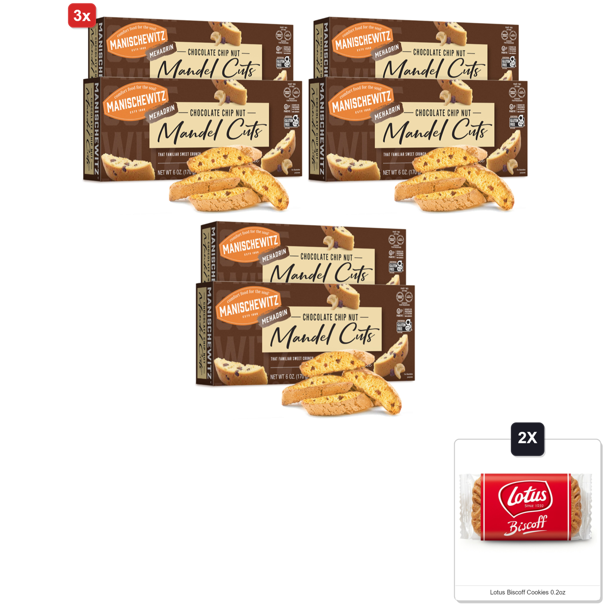 미국직구 3x Manischewitz 초콜릿 170g 2팩 / 3x | Manischewitz Chocolate Chip Nut Mandel Cuts 170g (2 Pack), D 1