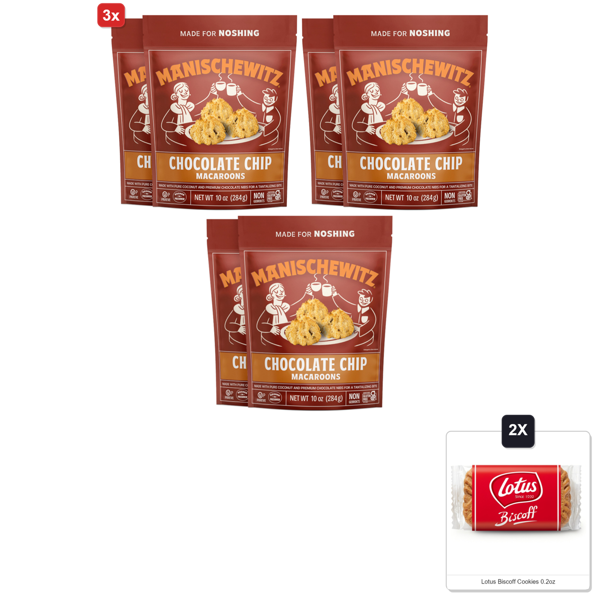 미국직구 3x Manischewitz Macaroon 초콜릿 283g 2팩 / 3x | Manischewitz Macaroon Chocolate Chip Cookie, 283g ( 1