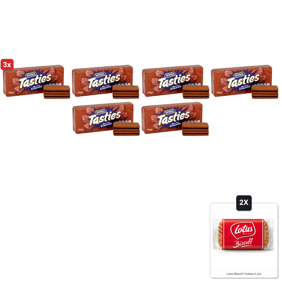 미국직구 3x Mcvities Tasties 과자 6g 2팩 / 3x | Mcvities Tasties Bourbon Creams 150G (Pack Of 2) & 2x Lotus 1