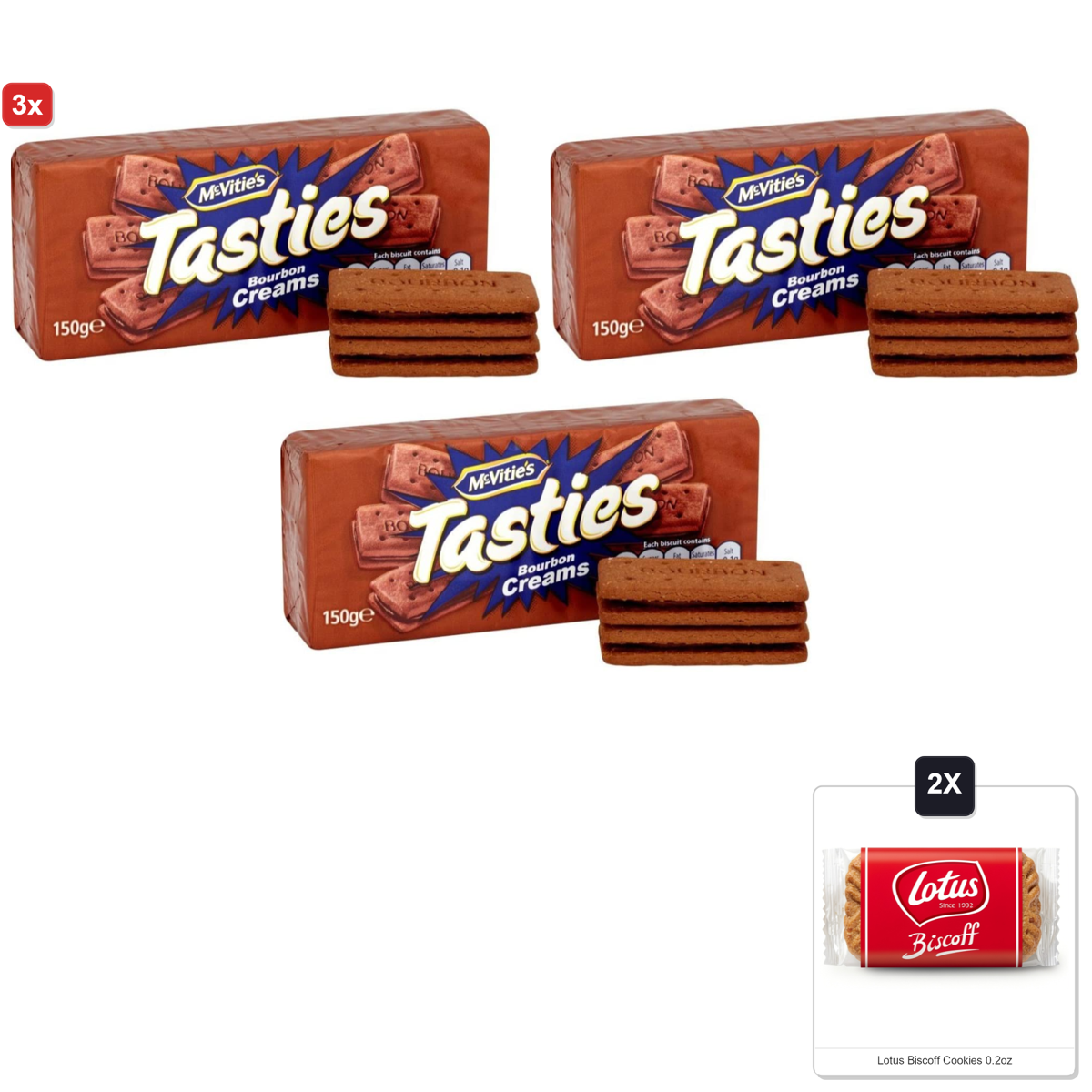 미국직구 3x Mcvities Tasties 과자 6g 4팩 / 3x | Mcvities Tasties Bourbon Creams Biscuits 150G (Pack Of 4) & 1