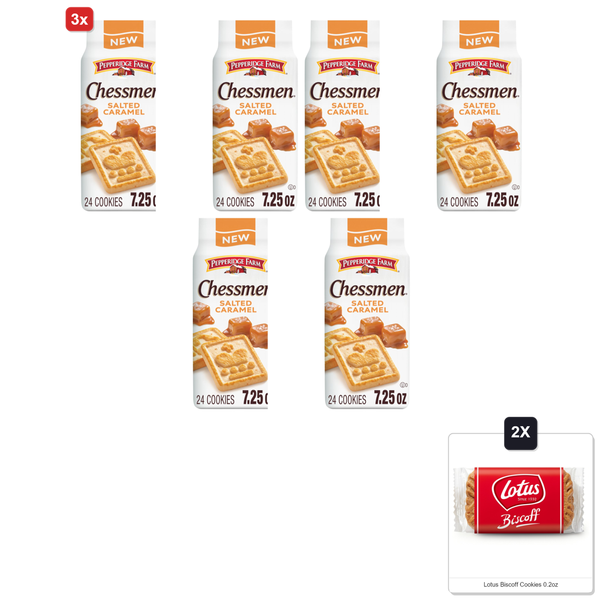 미국직구 3x Pepperidge Farm 과자 206g 2팩 / 3x | Pepperidge Farm Chessmen Salted Caramel Cookies, 206g Bag  1