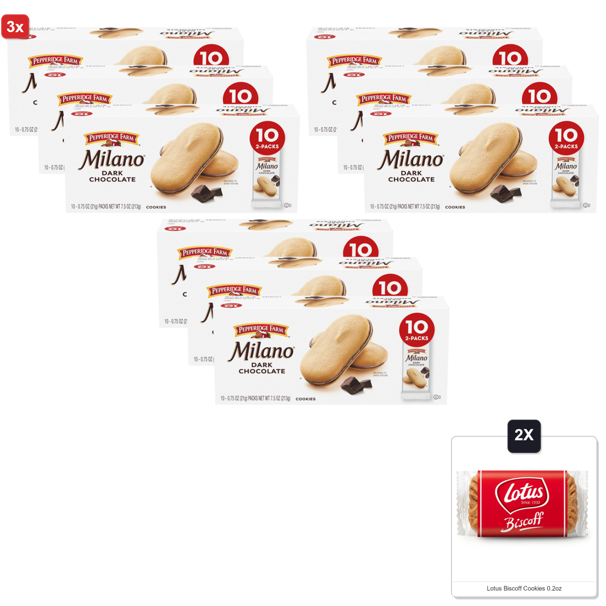미국직구 3x Pepperidge Farm 초콜릿 6g / 3x | Pepperidge Farm Milano Cookies, Dark Chocolate, 30 Packs, 2 Co 1