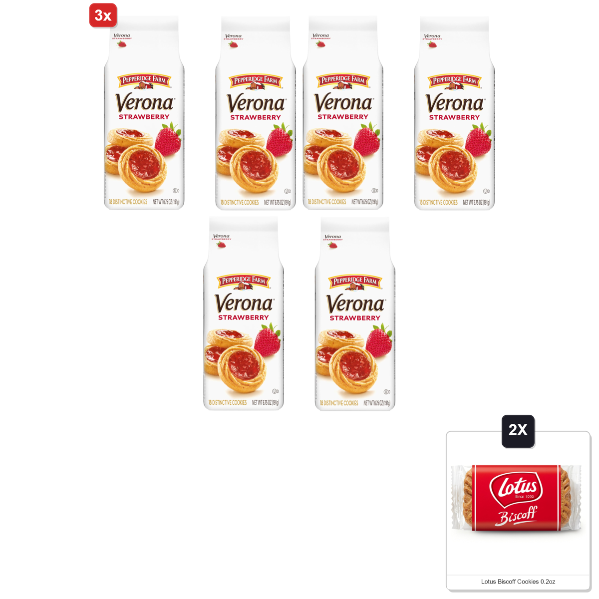 미국직구 3x Pepperidge Farm 과자 191g 2팩 / 3x | Pepperidge Farm Verona Strawberry Thumbprint Cookies, 191g 1