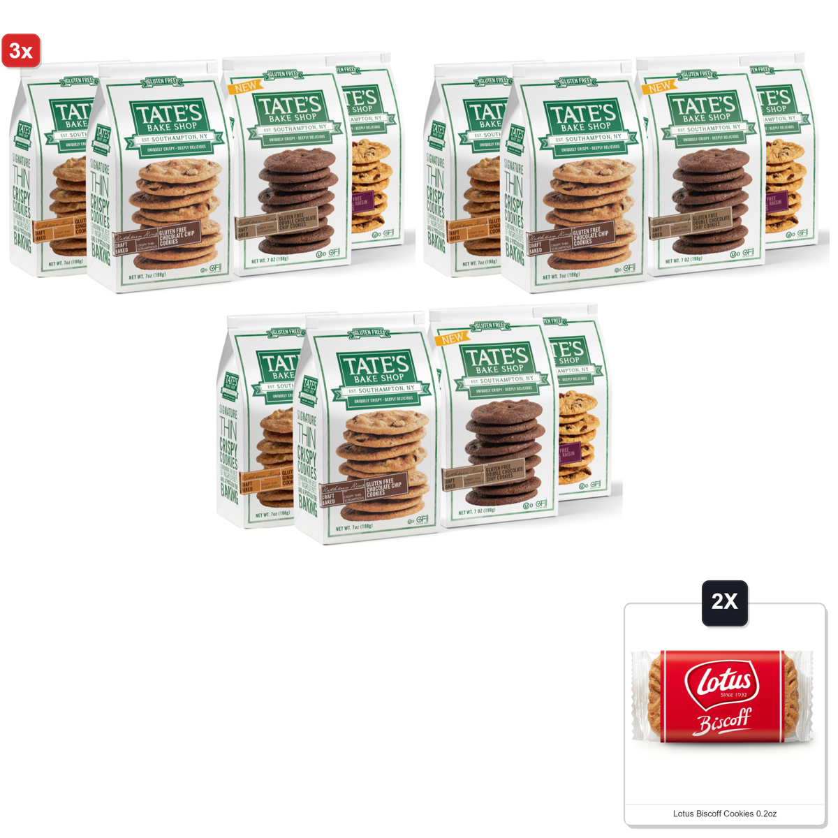 미국직구 3x Tates Bake 초콜릿 198g / 3x | Tates Bake Shop Gluten Free Cookies Variety Pack, Oatmeal Raisin 1