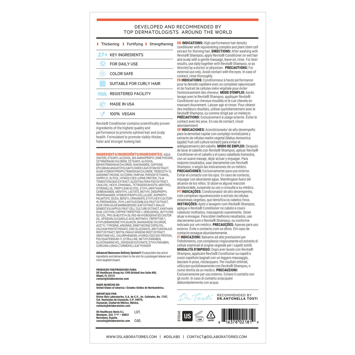 미국직구 DS랩 샴푸 / DS Laboratories Revita Hair Stimulating Conditioner (Anti-Hair Loss & 2