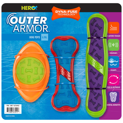 미국직구 강아지 장난감 Herodog Outer Armor Durable Dog Toys, 3-pack