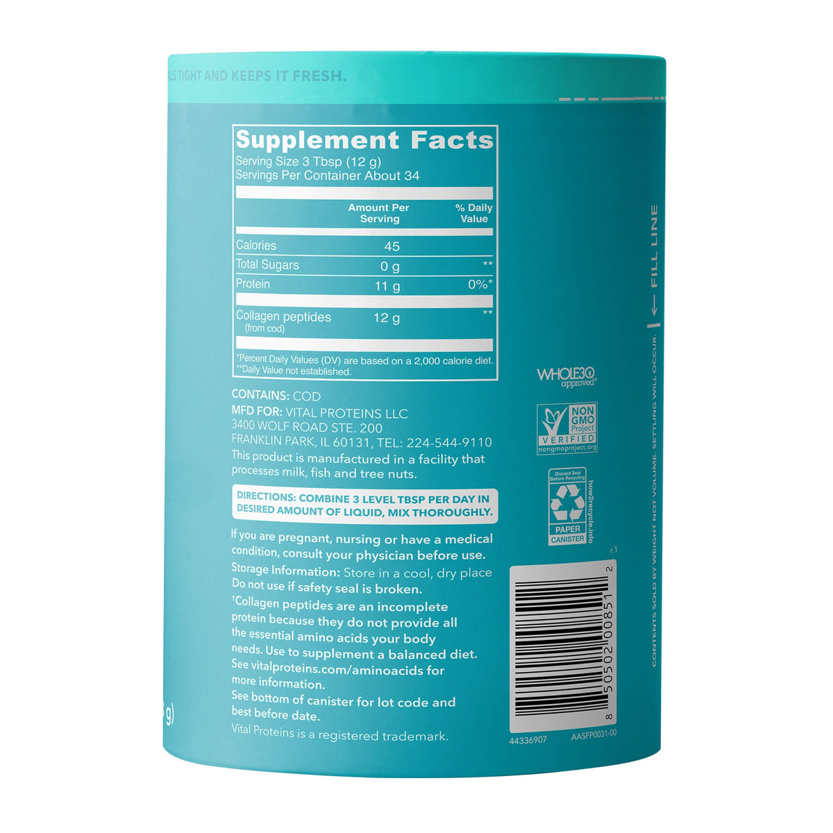 미국직구 바이탈프로틴 콜라겐 펩타이드 파우더 무맛 Vital Proteins Marine Collagen, Unflavored, 14.5 oz