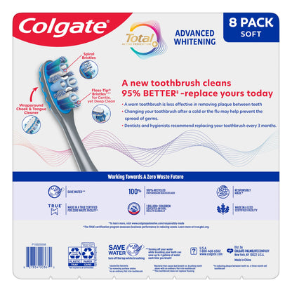 미국직구 콜게이트 전동칫솔 Colgate Total Advanced Whitening Toothbrush, 8-pack