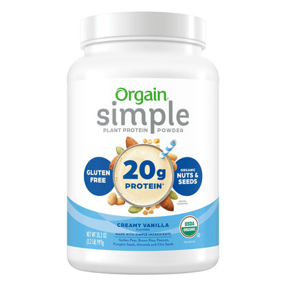 미국직구 오르가인 단백질 쉐이크 파우더 바닐라 Orgain USDA Organic Simple Plant Protein Powder, Creamy Vanilla, 2.2 lbs