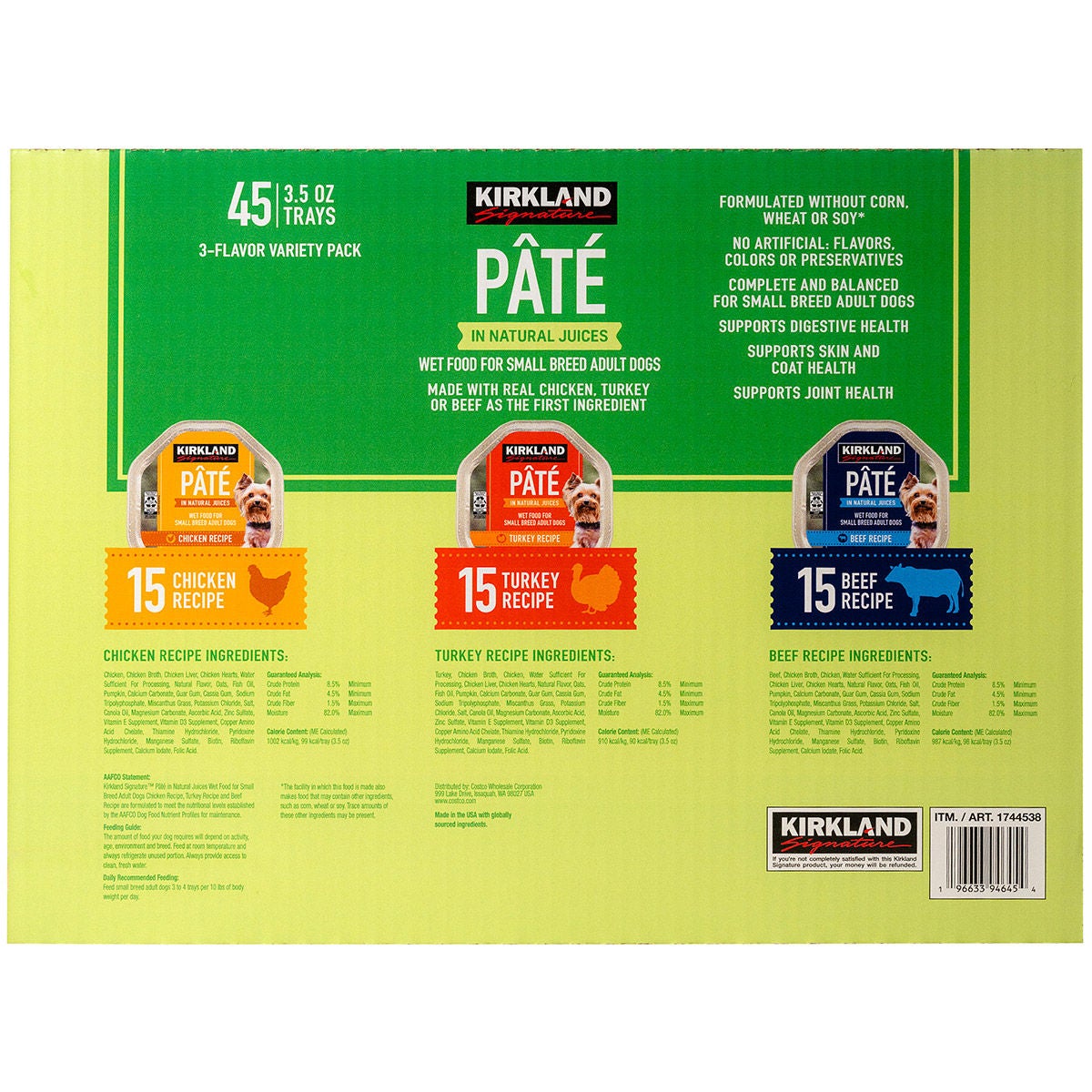미국직구 커클랜드 강아지 사료 Kirkland Signature Pate Wet Dog Food Variety Pack, 3.5 oz, 45-count