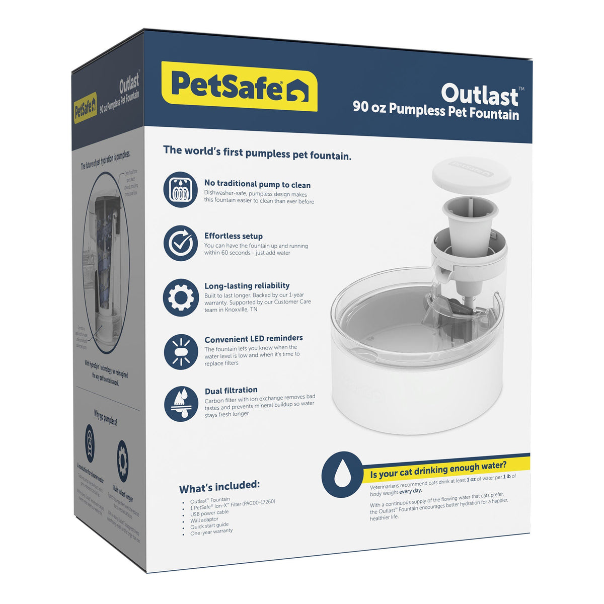 미국직구 펫용품 PetSafe Outlast 90 oz Cat Water Fountain, Bundle