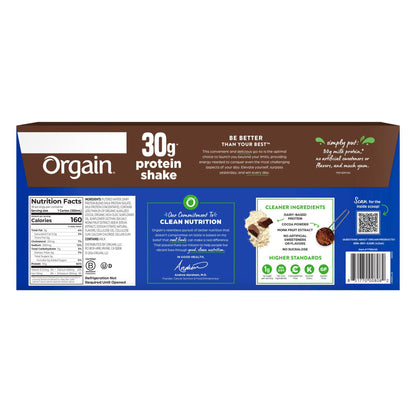 미국직구 오르가인 단백질 쉐이크 음료 초콜릿 Orgain 30g Milk Protein Shake, Chocolate Fudge, 11 fl oz, 18-pack